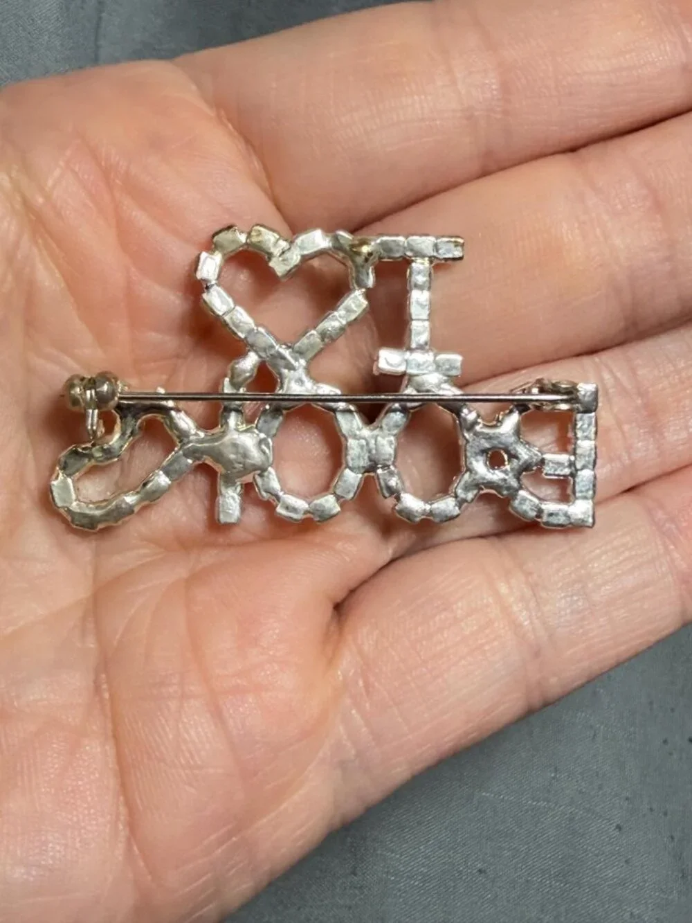 Book Lover Brooch Set Rhinestone I Love Books Stack Pendant Teacher